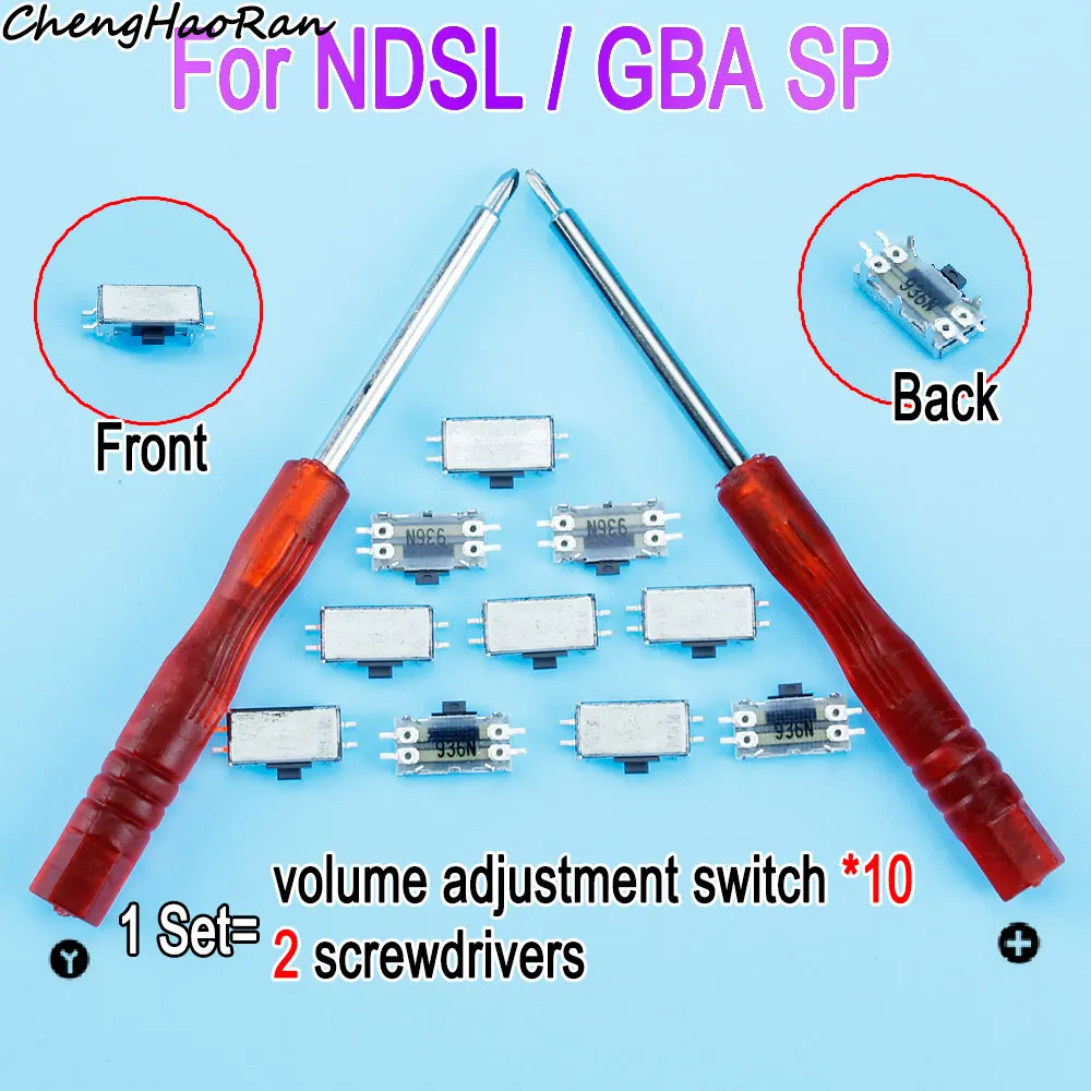 10 бр. за GBA SP плъзгач за регулиране на силата на звука NDSL контролер за регулиране на звука NDS Lite резервни части с 2 отвертки