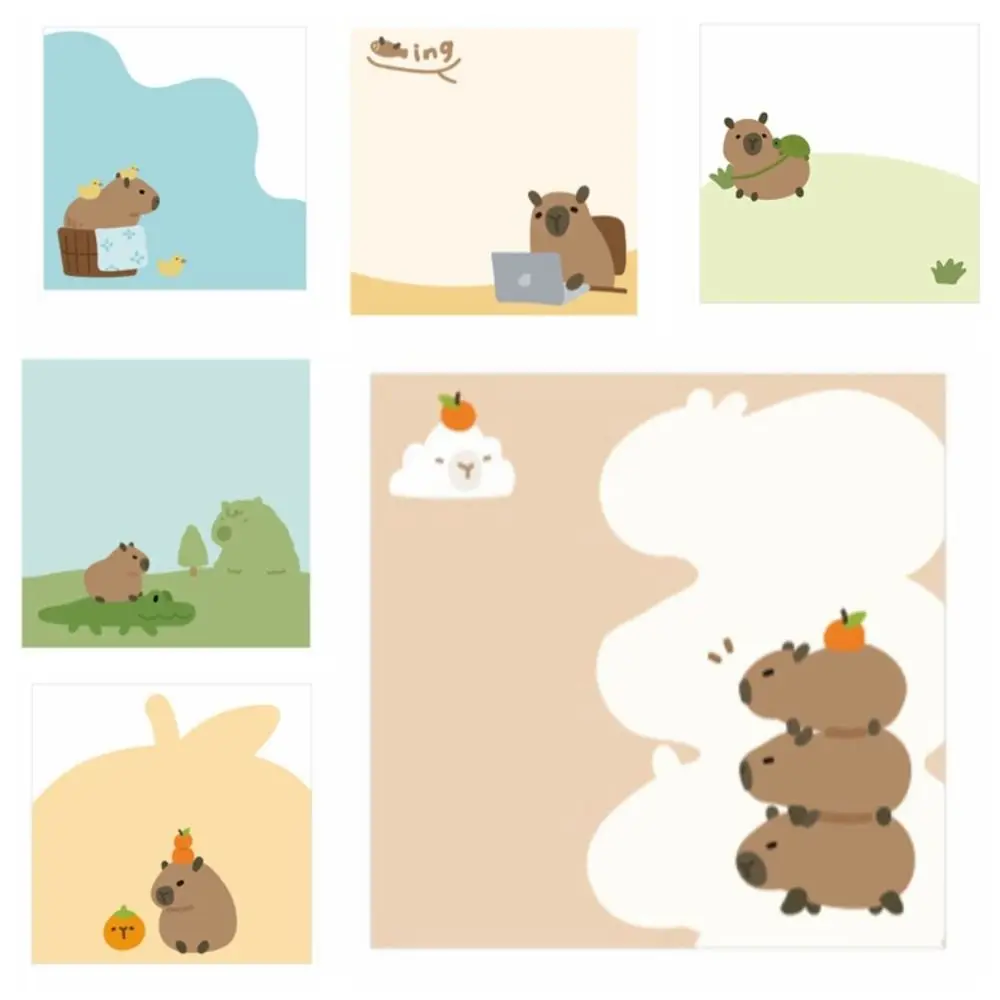 100 листа Capybara Capybara Memo Pad Съобщение Бележки Ins карикатура съобщение хартия Публикувано Kawaii бележник канцеларски материали