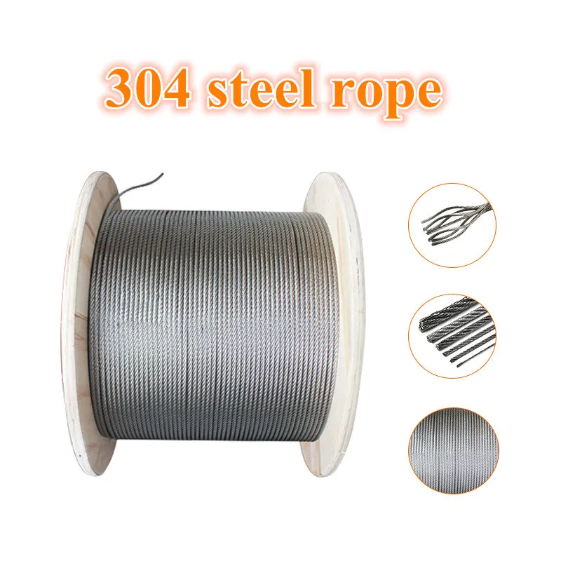 100 метра 0.5-3mm PVC покритие гъвкава стомана усукано телено въже мек кабел прозрачен неръждаема стомана Clothesline