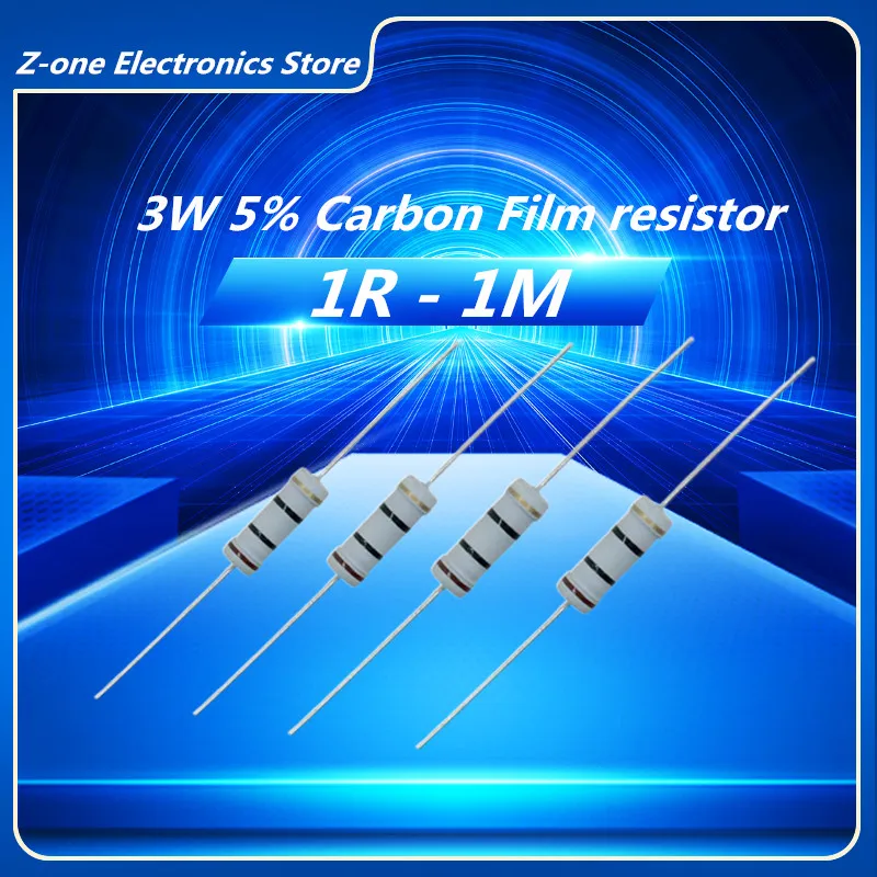 10PCS 3W въглероден филм резистор 5% 1R - 2.2M 1R 4.7R 10R 22R 33R 47R 1K 4.7K 10K 100K 10 22 33 47 4K7 ома оксид филм съпротива
