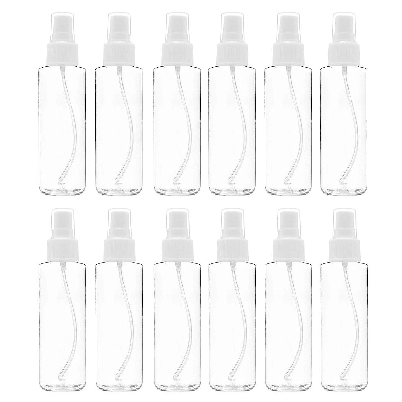 12 Pack Fine Mist Clear Spray Bottles 120 ml (4 Oz) с капачка за пръскане на помпата, за многократна употреба и за многократна употреба малки празни пластмасови бутилки