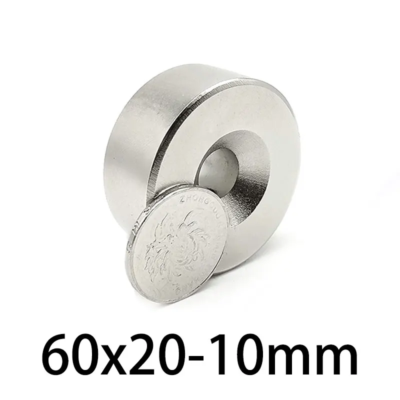 1PC 60x20-10mm неодимов магнит 60mm x 20mm дупка 10mm N35 NdFeB кръг супер мощен силен постоянен магнит диск