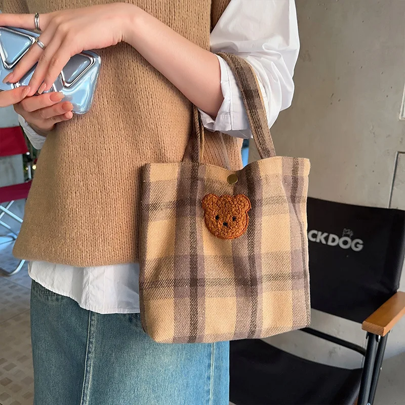1pc корейски стил карикатура мечка мини чанта малка чанта за пазаруване за момиче пресни екологични за многократна употреба сладък голяма пазарска чанта 2023