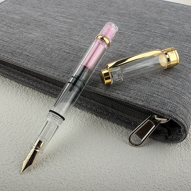 1Pcs Зареждаща се писалка Прозрачна бутална писалка Писалка за пълнене на бутало Изключително фина писалка за калиграфия