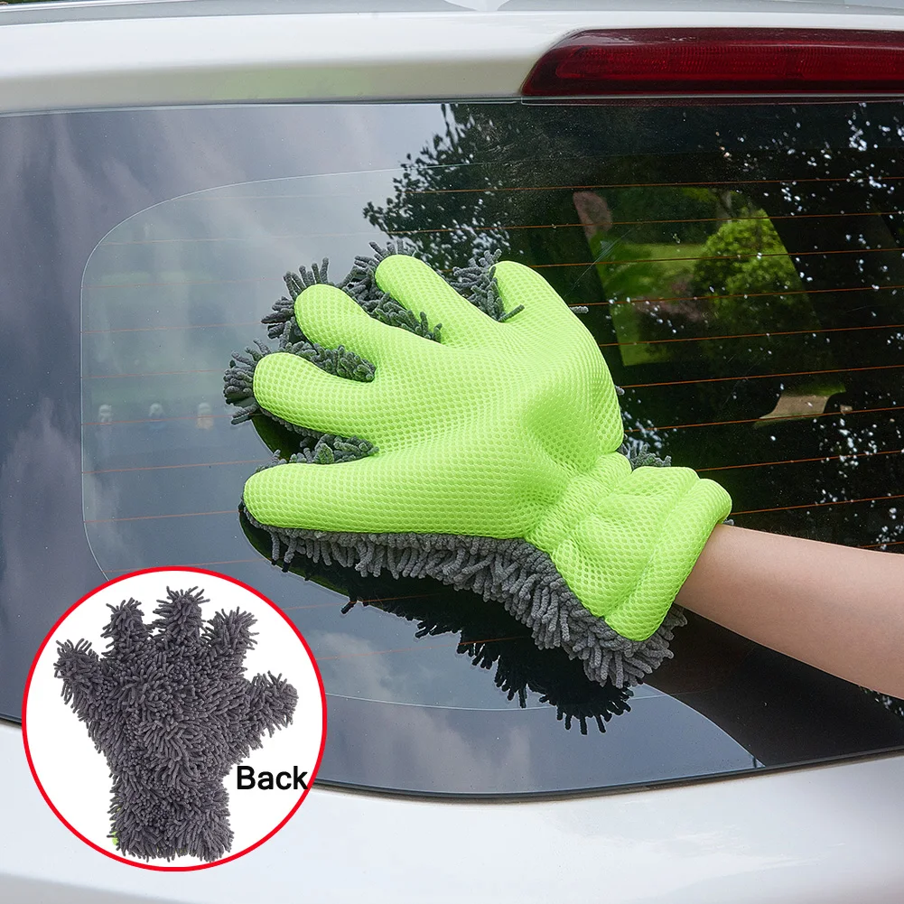 1PCS Ръкавица за миене на автомобили Coral Fleece Chenille Почистване Измиване Mitt Почистващи инструменти за автомивка