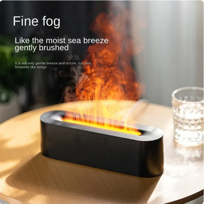 2023 Пламък аромат дифузьор овлажнител на въздуха ултразвуков хладен производител на мъгла Fogger Led дифузьор за етерично масло 7-цветен овлажнител за пламък
