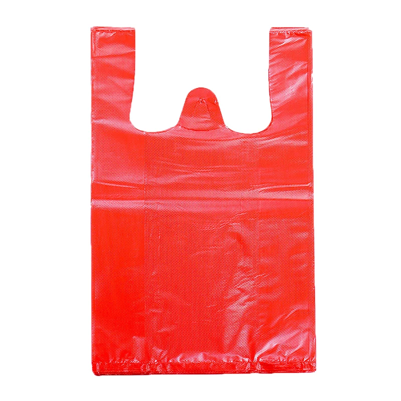 40/50pcs червени пластмасови торбички дебели с дръжка жилетки чанти кухня съхранение чисти боклук чанти супермаркет храна пазарски чанти