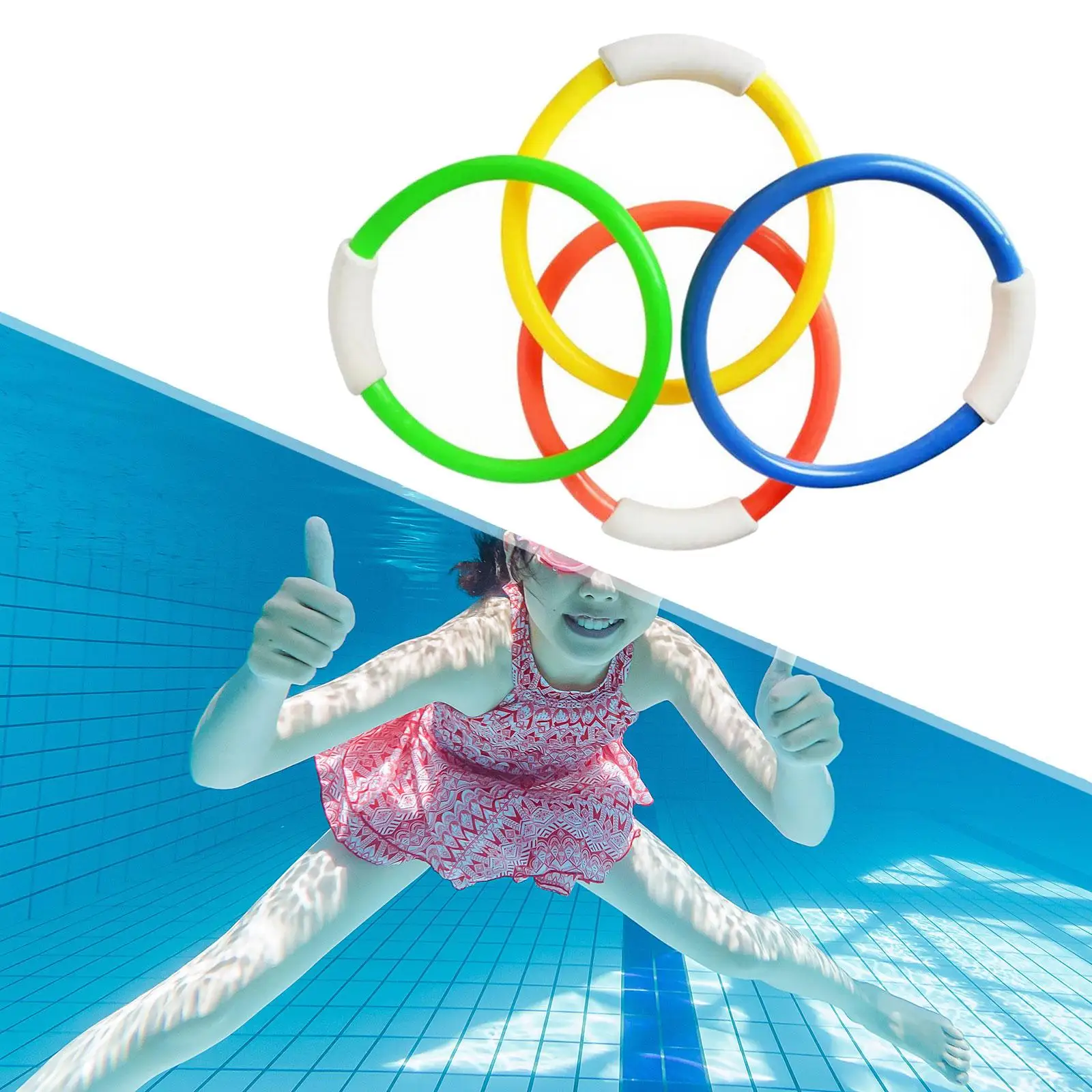 4Pcs Водолазни пръстени за потъване на басейн подарък Играчки за насипни води Игри Подводни играчки за гмуркане за образование Детска практика по