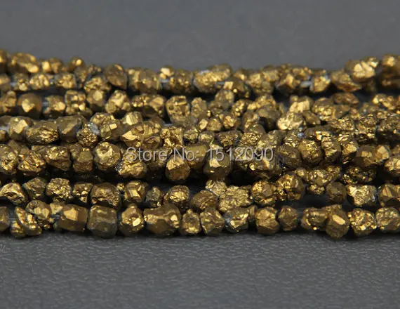 5-8mm злато титанов кварц пробити чипове мъниста, сурови кристали груб кристал развалини хлабав самородно злато бижута доставки