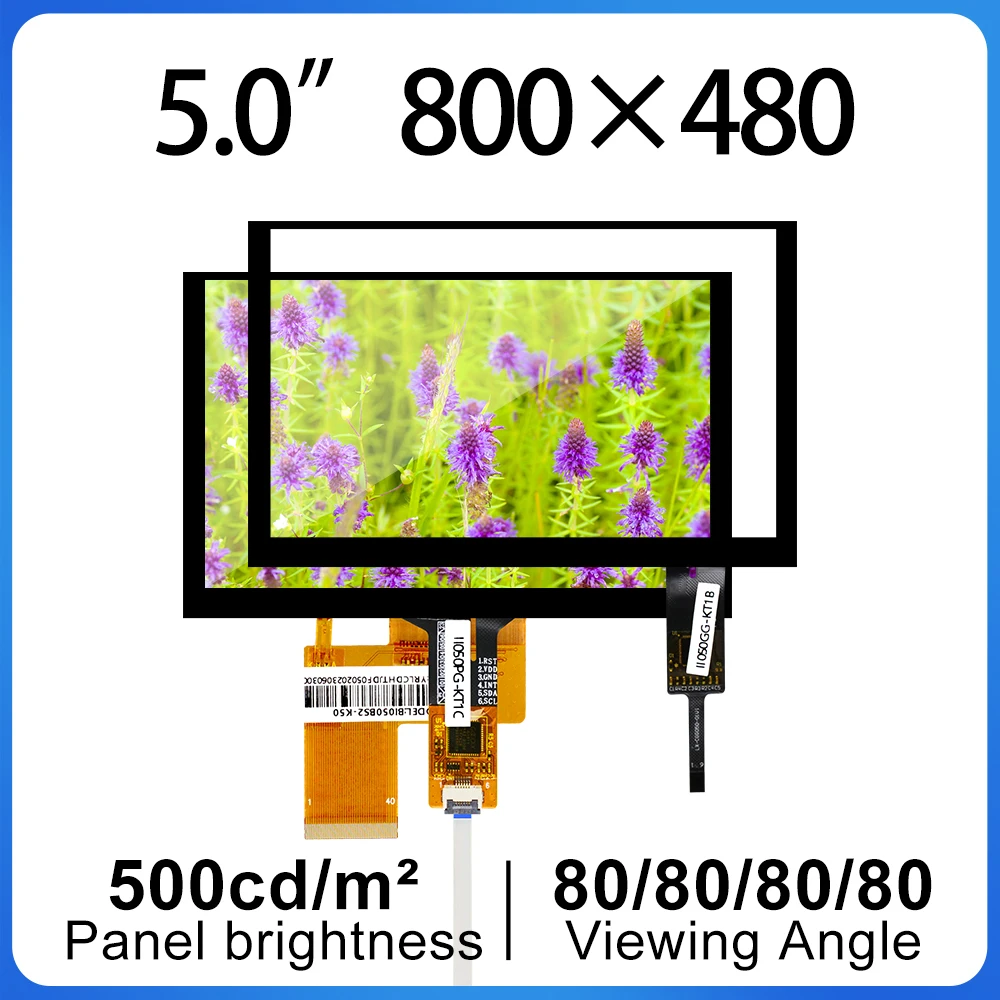 5 инча 800×480 сензорен екран BI050BS2-K50 500 яркост LCD модул за роза видео кутия
