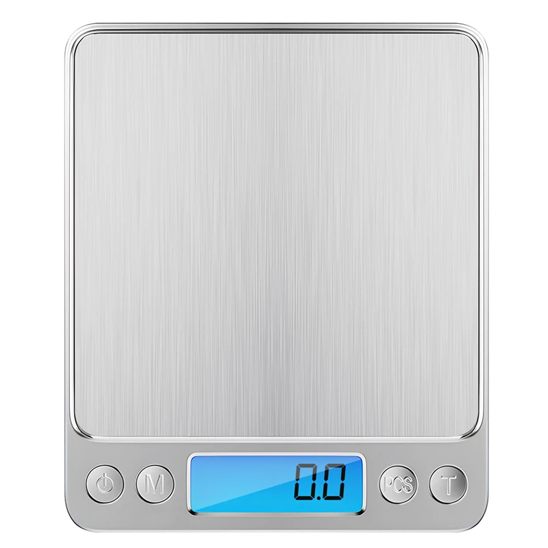 500G X 0.01G Преносими мини електронни хранителни везни Джобен калъф Пощенски кухненски бижута Баланс на теглото Цифрова везна с 2 тави