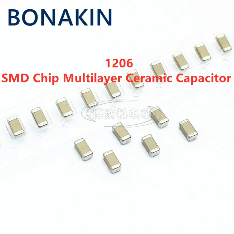 50PCS 1206 1.2NF 50V 250V 500V 1000V 2000V 122K 10% X7R SMD чип многослоен керамичен кондензатор