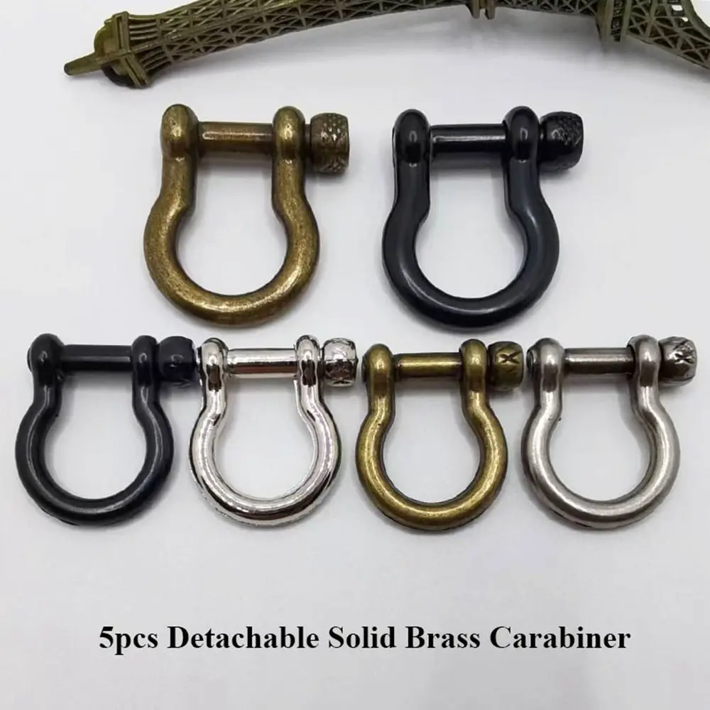 5pcs Solid Brass Carabiner Висококачествен чист меден подвижен D Bow скоби Скоба Fob катарами Багаж DIY аксесоари