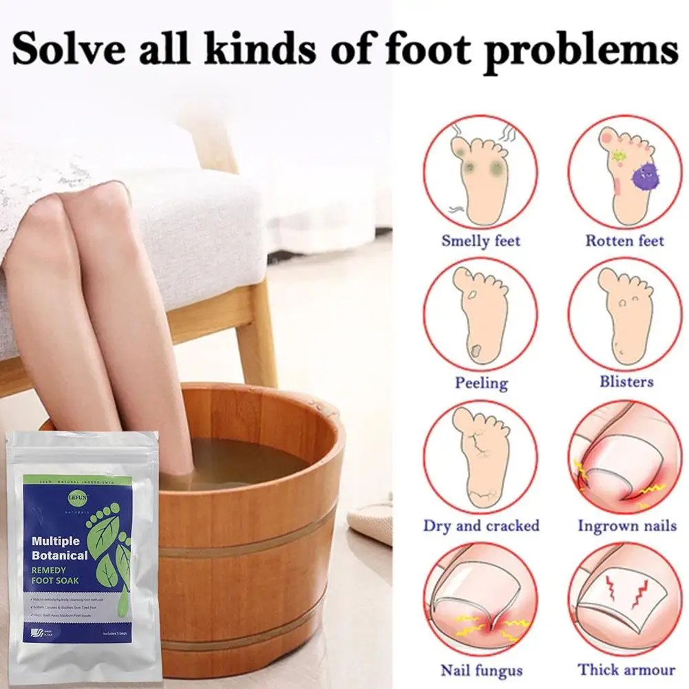 5pcs Билков детоксикиращ почистващ пакет за грижа за краката Detox Foot Blood Насърчаване на кръвообращението Стрес Сън Накисване Подобряване на облекчаването