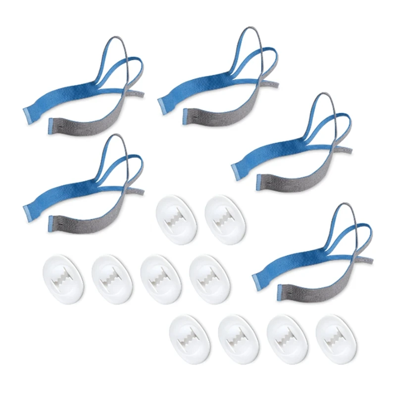 5PCS шапки за Resmed Airfit P10 назална възглавница маска презрамки включени 10PCS настройка клипове синьо + сив пластмаса + найлон 1 комплект
