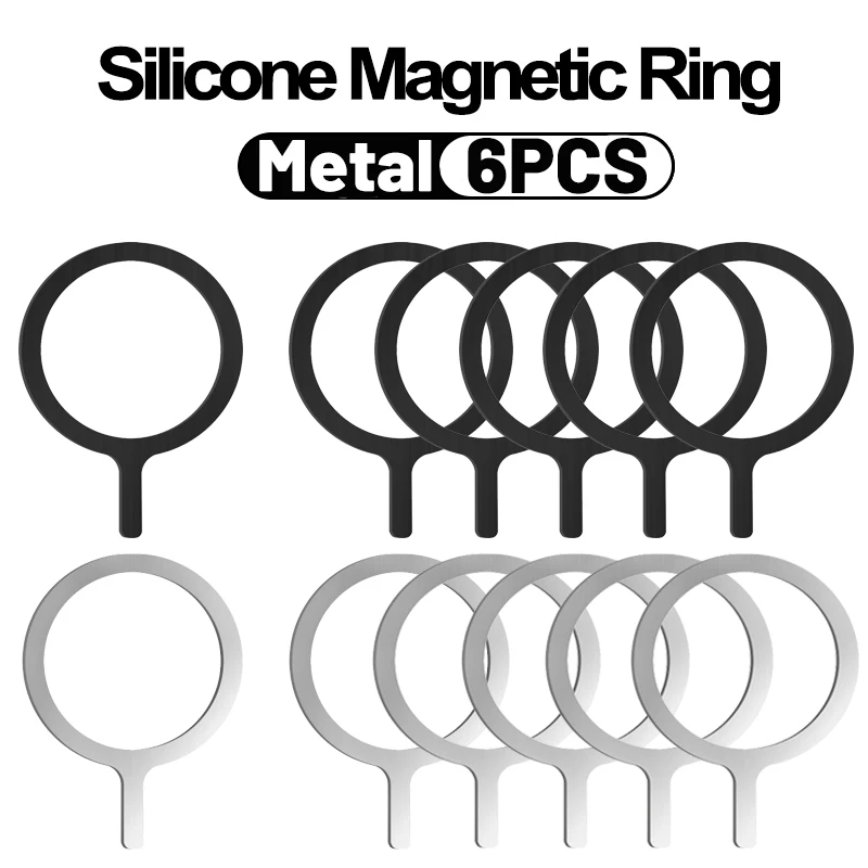 6Pcs Метален стикер за Magsafe за iPhone 14 13 12 Pro Max Магнитен държач за монтиране на кола Плоча Безжичен магнит за зареждане за iPhone