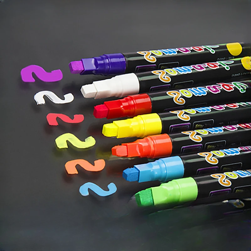 8-цветна флуоресцентна дъска специална писалка изтриваема цветна течна креда ръкописна рекламна светлинна дъска писалка флуоресцентна писалка