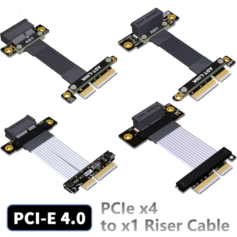 ADT-Link PCIe 4.0 x4 до x1 щрангов кабел мъжки към женски x4 x1 мрежова карта, RAID SSD, LAN, USB карти, GPU разширение Gen 4.0 Пълна скорост