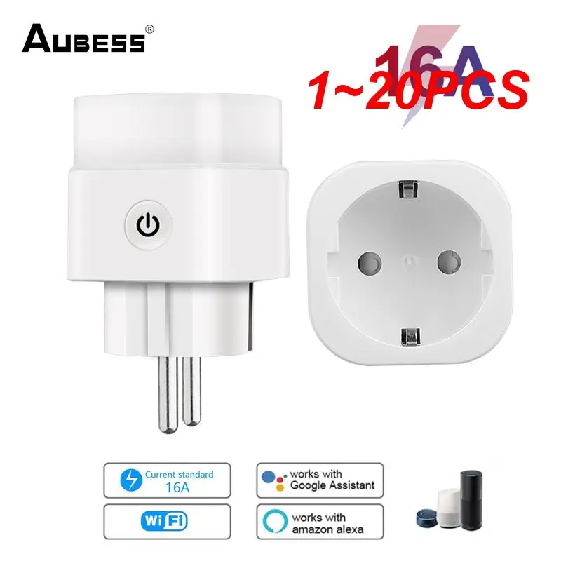 AUBESS 16A EU Plug WIFI Безжичен дистанционен контакт Интелигентен таймер Plug Гласов контрол Начало Пожарозащитните PC Smart Power Socket