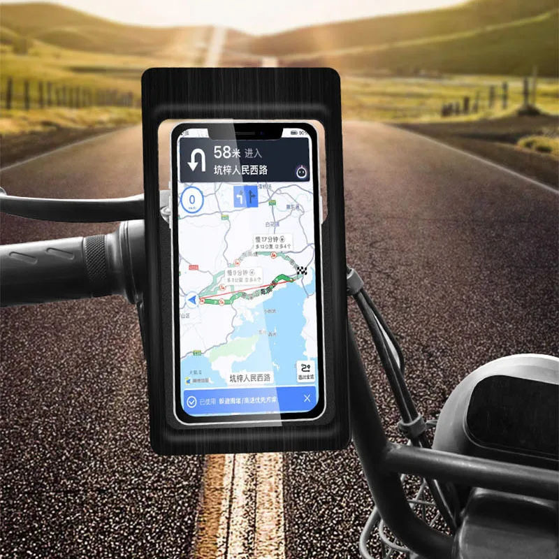 Bike телефон притежателя случай водоустойчив сензорен екран мобилен телефон чанта 360 въртене огледало за обратно виждане велосипед стойка за 6 '' смартфон