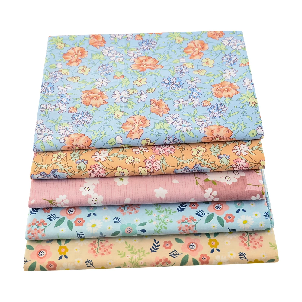 Booksew 2бр/ Лот Черешови цветове Флорален памук органичен плат за дрехи Шиене на бебешка рокля възглавница покритие DIY капитонираща пачуърк