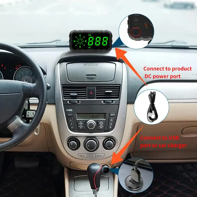 Car GPS цифров скоростомер Автоматично сателитно измерване на скоростта Кола Head Up дисплей скоростомер Предно стъкло проектор алармен панел