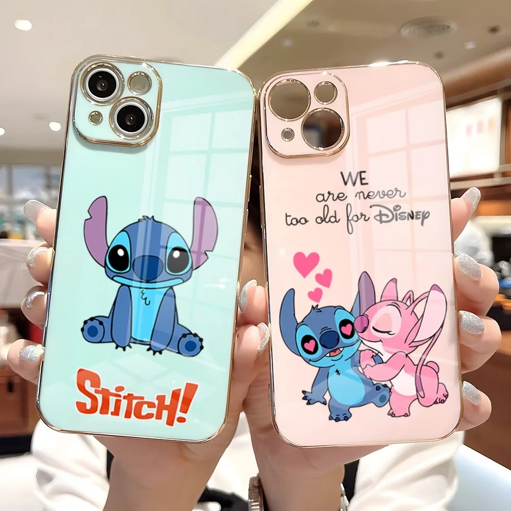 Disney Cartoon Stitch Alien Phone Case за Samsung S24 S23 S22 S21 S20 S20FE S10 PLUS галваничен силиконов калъф