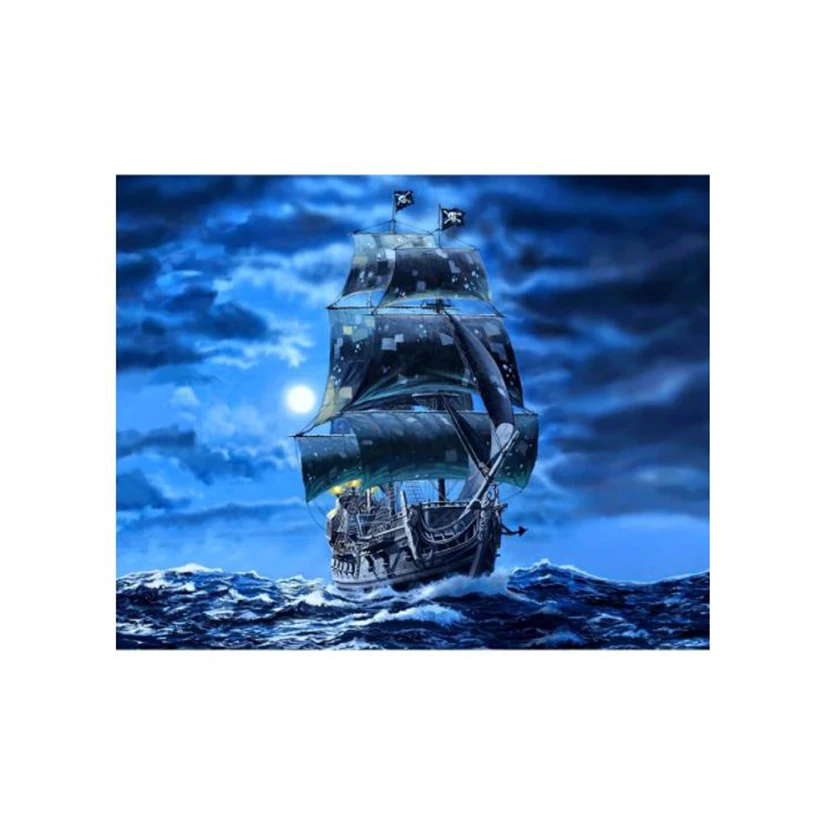 DIY Pearl Sail Ship Pirates Sea Parent-child Game Diamond Painting Cross Stitch Home Decor Drill Embroidery Handcraft Gift G784