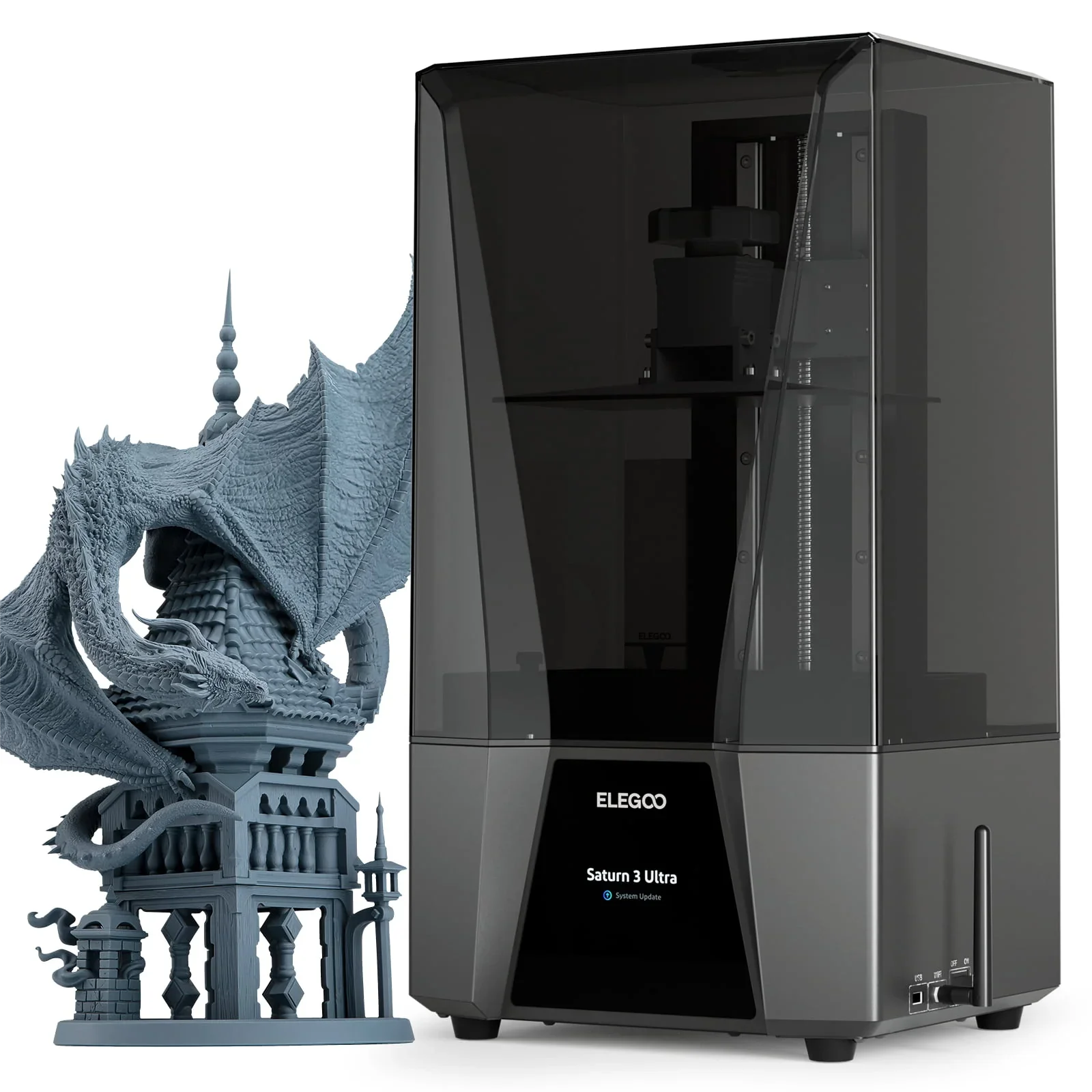 ELEGOO SATURN 3 Ultra 12K моно MSLA 3D принтер с 10'' 12K моно LCD високоскоростен Wi-Fi трансфер Размер на печат 219 * 123 * 260mm