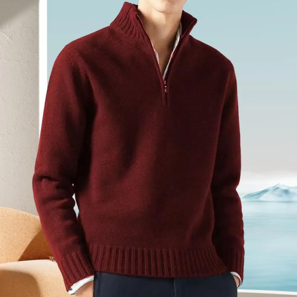 Fall пуловер мъже висока яка врата защита плътен цвят тънък трикотажни хлабав анти-пилинг мъже пуловер sueteres para hombre 2023