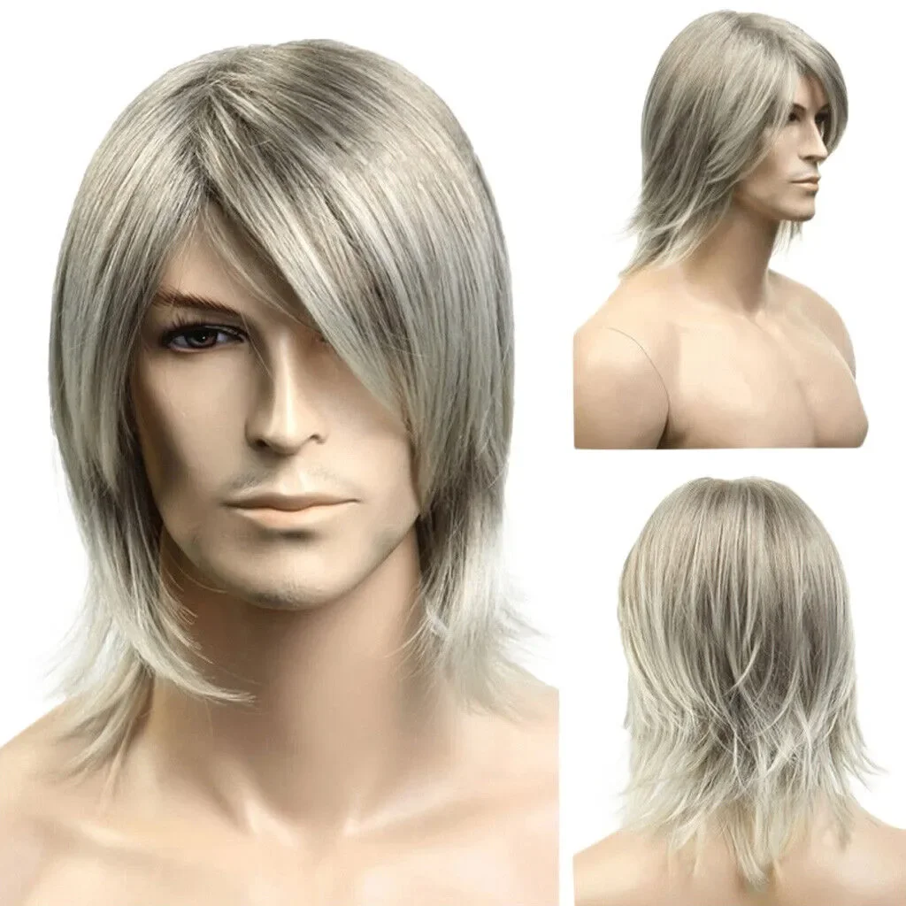 Fashion Rocker Men Short Mixed Blonde Hair Wig Perfect For Carnivals Party Cosplay Festival wig