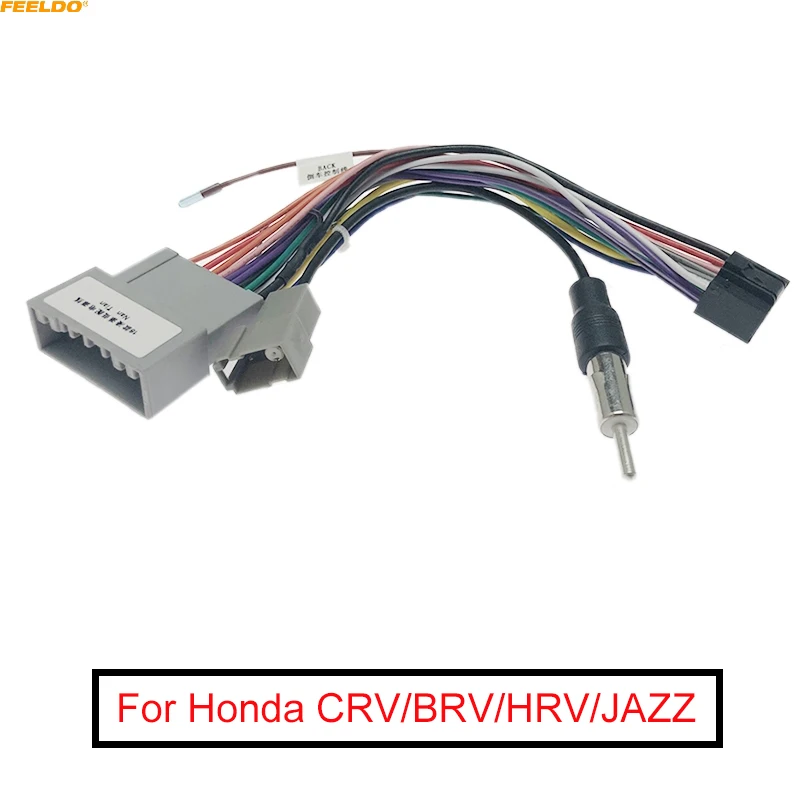 FEELDO 1Pc Car Audio DVD плейър 16PIN Android захранващ кабел адаптер за Honda CRV / BRV / HRV / JAZZ радио окабеляване