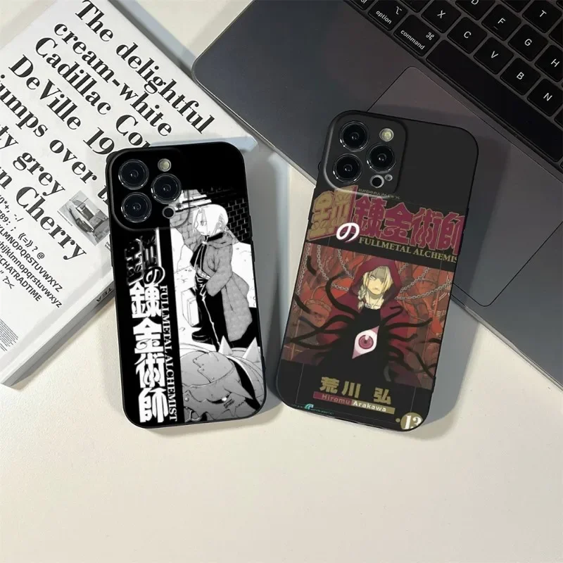 Fullmetal Alchemist Аниме телефон случай за IPhone 15 14 13 11 12 Pro 8 7 14 15 Plus X 13 Pro MAX XR XS MINI SE 2020 Черни капаци