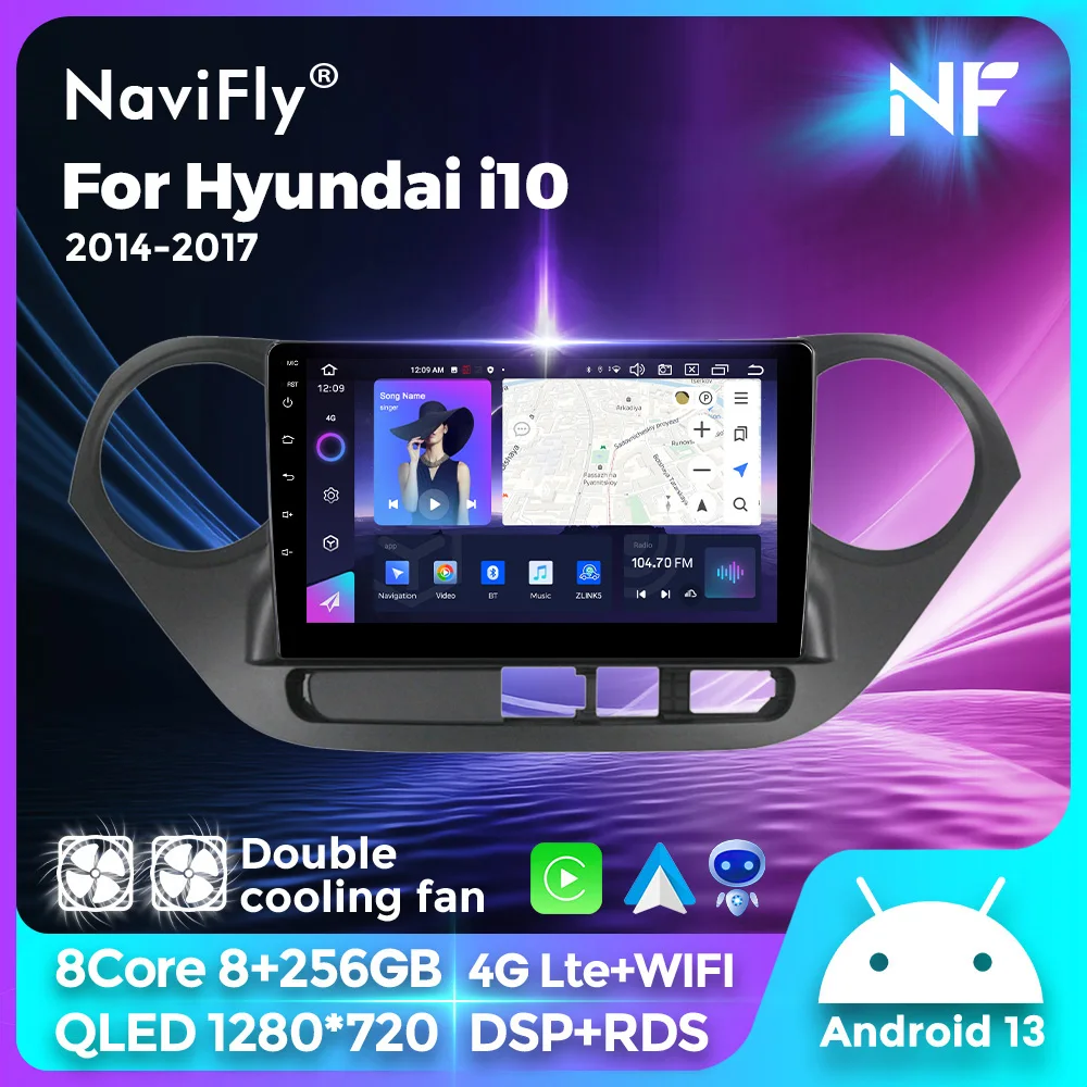 FYT7862S QLED 1280 * 720P DSP Android 13 интелигентна система кола GPS навигационен плейър за Hyundai i10 2014-2017 Carplay RDS разделен екран
