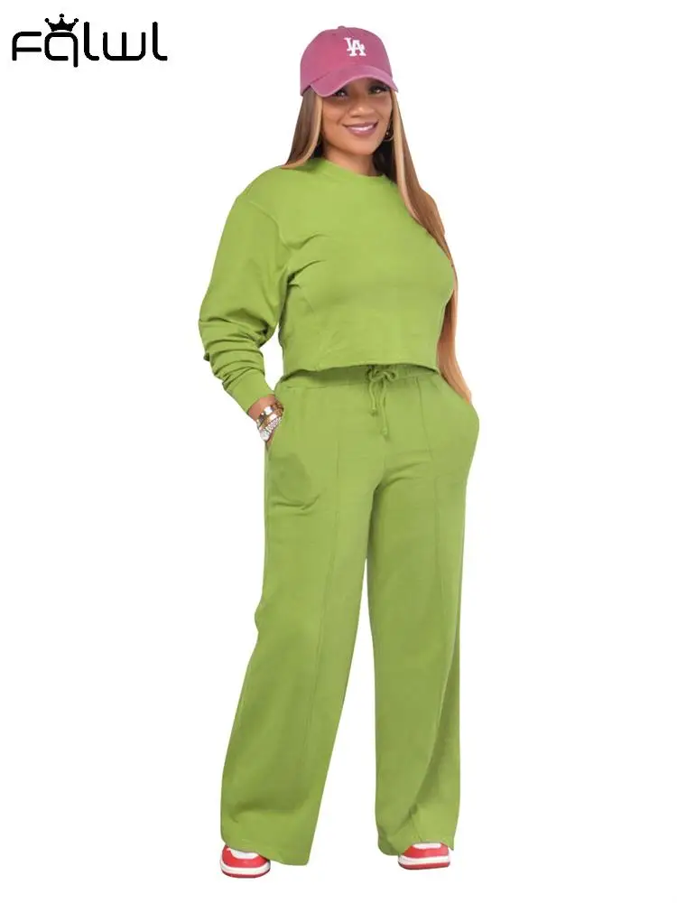 Habbris Green Casual 2 Комплект панталони от две части Парти клуб екипировки за жени 2023 Есенен дълъг ръкав Loose Top Pant Set Моден костюм