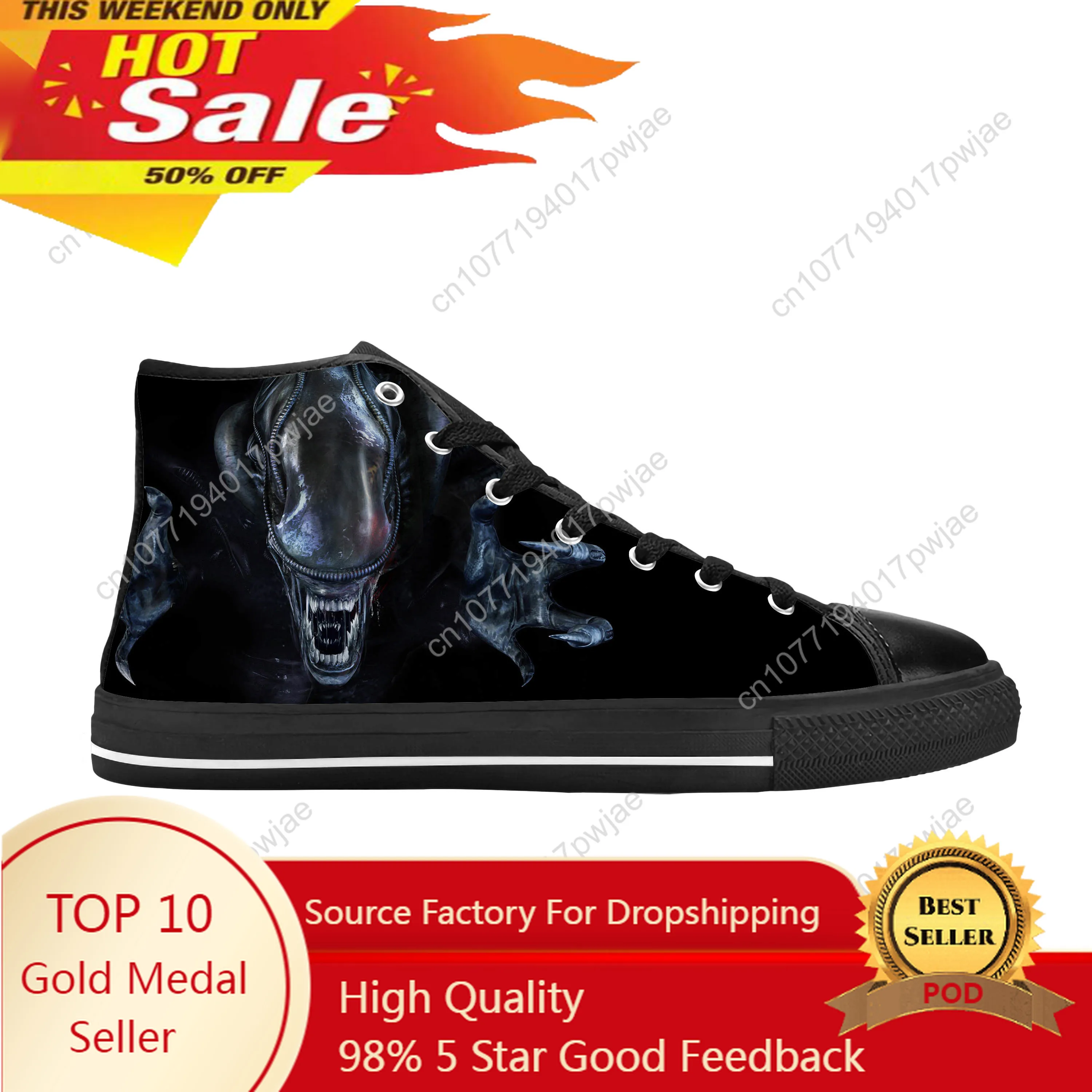 Hot Xenomorph Alien Horror Scary Gothic Halloween Casual Cloth Shoes High Top Удобни дишащи 3D печат Мъже Дамски маратонки
