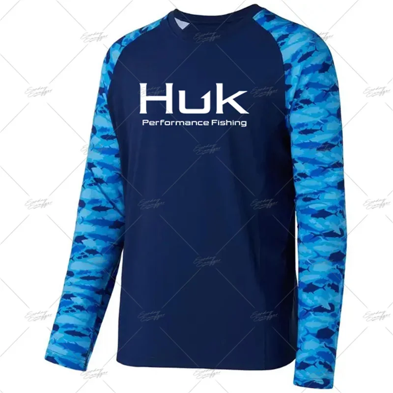 HUK риболовна риза Мъжка слънцезащитна риза с дълъг ръкав Summer UPF50 Бързо сухи дишащи риболовни дрехи Анти-UV риболовна тениска