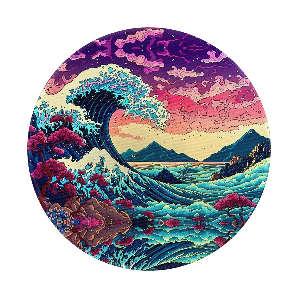 Japan Waves Mouse Pad Beauty Sunset Glow Graphic Rubber Mousepad For Office Home Computer Comfortable Vintage Quality Mouse Mats