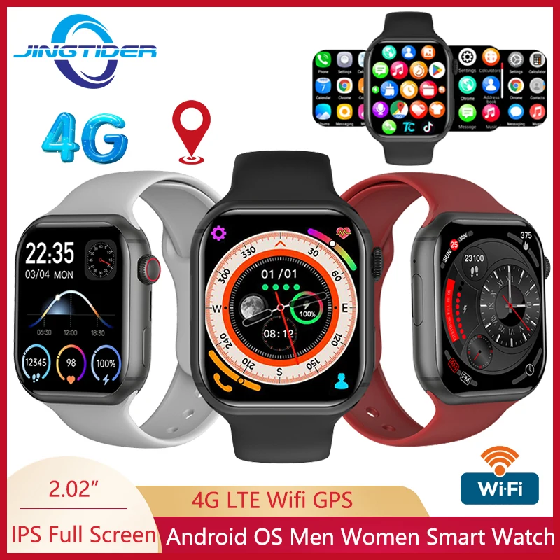 JingTider Нов 4G Android Smart Watch Открит фитнес тракер Smartwatch Men GPS Wifi 4GB 64GB Quad Core CPU 2.02