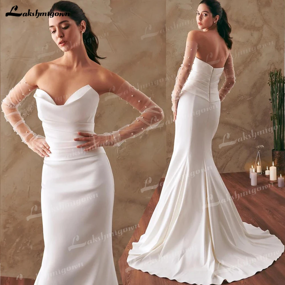 Lakshmigown русалка сватбена рокля 2023 Елегантна поръчкова сатенена бохо очарователна булчинска рокля abito da sposa