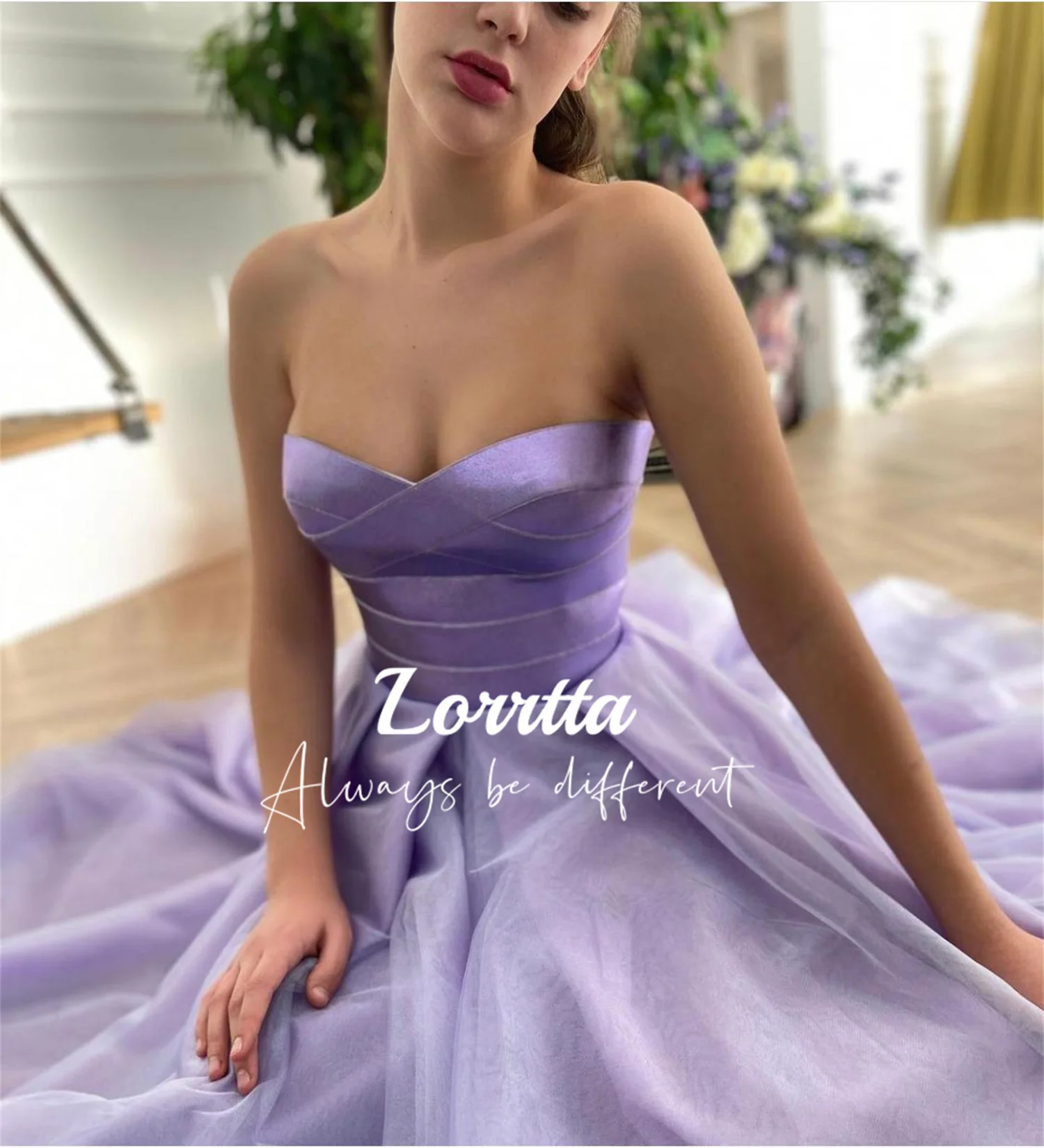 Lorrtta лъскава дамска рокля скъпа без ръкави парти вечерна рокля дължина на пода линия сатен абитуриентски дълъг ръкав рокли лилаво