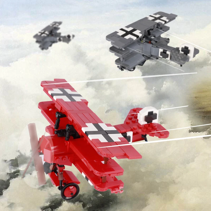 Miliatry немски Fokker Dr-I бомбардировач строителни блокове WW2 хеликоптер армия оръжие войник самолет модел тухли комплект играчка за деца