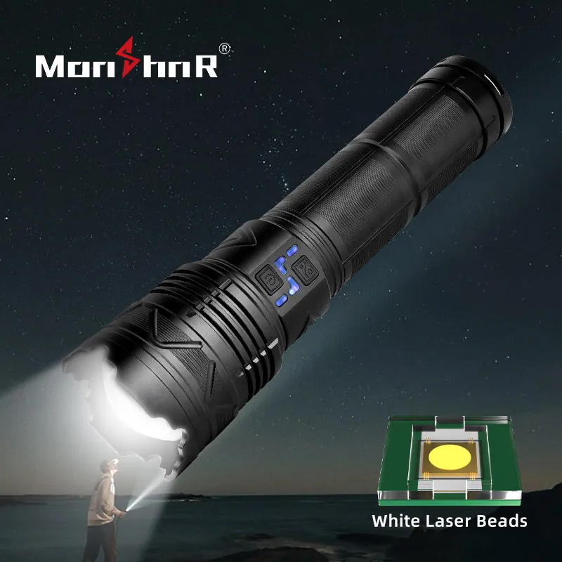 MONHNR Мощно LED фенерче Супер ярък прожектор Дълъг обхват Zoomable аварийна горелка Външна лампа фенер мощност дисплей