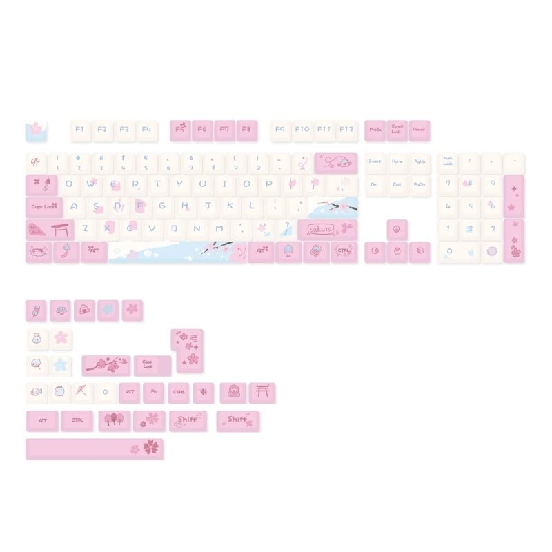 PBT клавиши 133PCS цвете тема dyeсублимация розов keycap комплект CherryProfile за момичета механична клавиатура