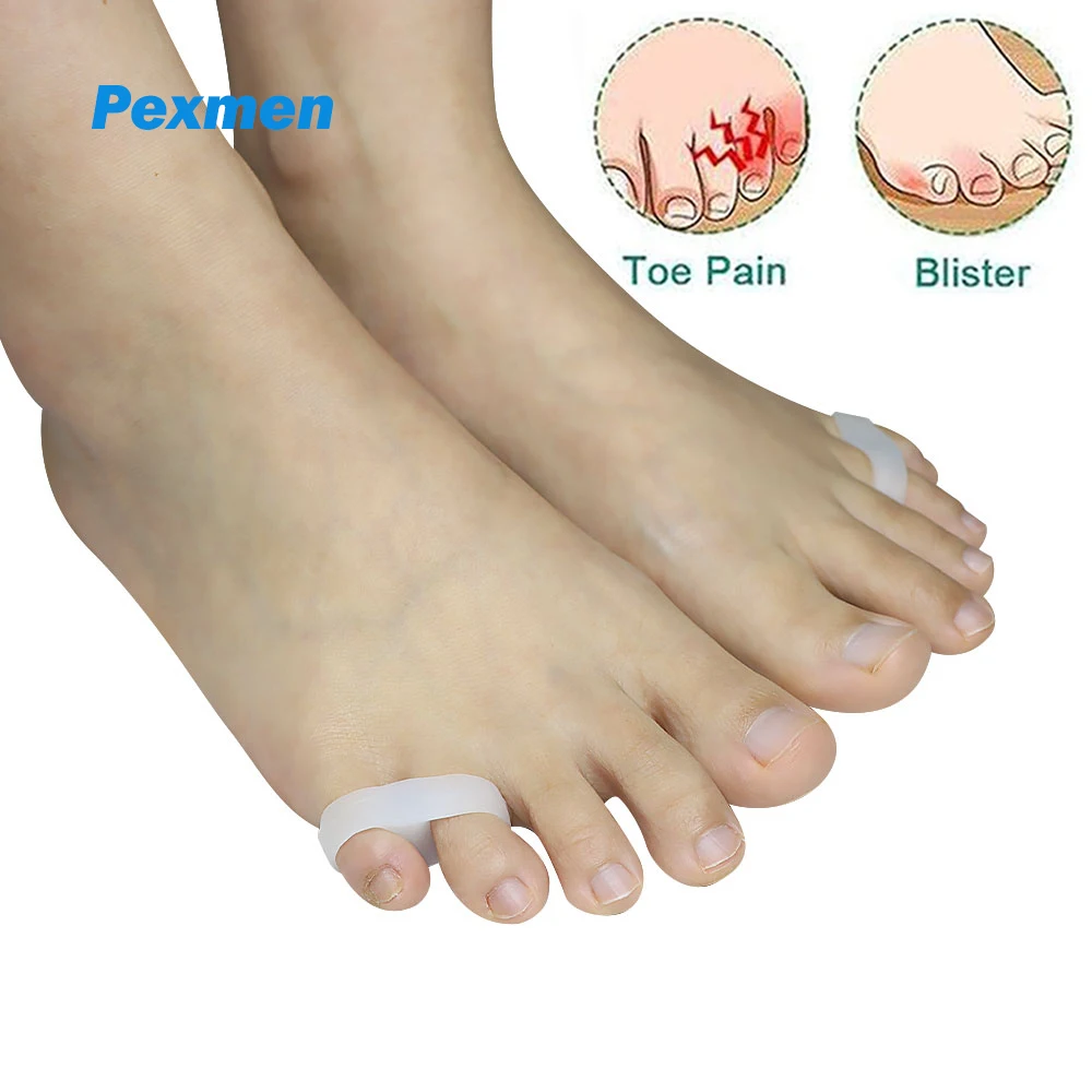 Pexmen 2Pcs/Bag Soft Gel Pinky Toe Separator Little Toe Spacer for Overlapping Toe Calluses and Blisters Relieve Foot Pain