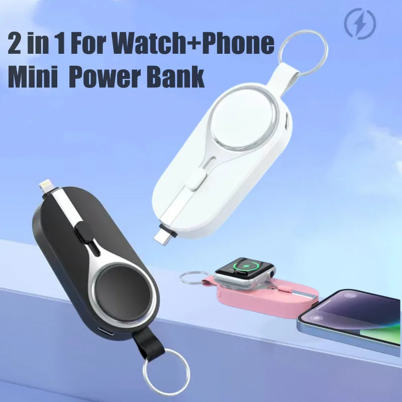 Portable Power Bank за Apple Watch Charger Ключодържател Мобилен телефон Външна батерия за iphone 12 13 14 Резервна спомагателна батерия