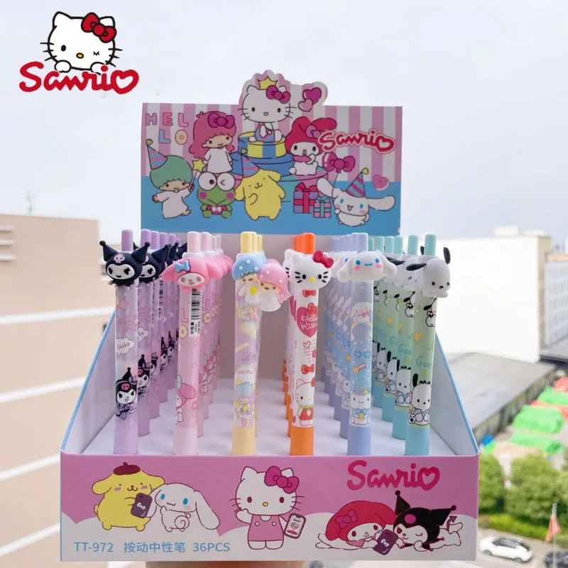 Sanrio 12/36бр Kawaii Hello Kitty карикатура висока стойност момиче сърце студенти супер гладка преса гел писалка не залепва мастило гладко