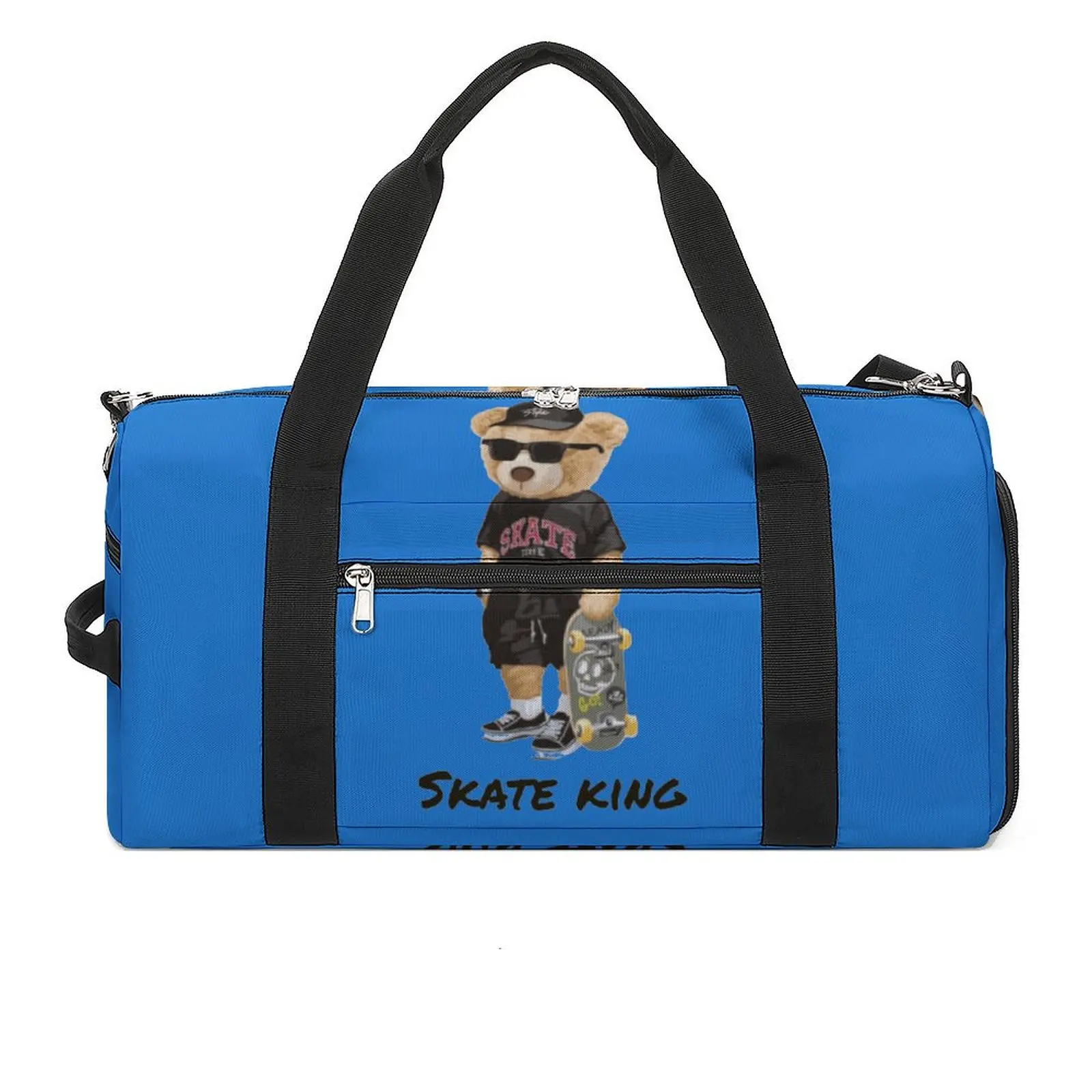 Skate Bear King спортни чанти смешно животно с обувки фитнес чанта Оксфорд мъжки женски дизайн чанта плуване смешно фитнес чанта