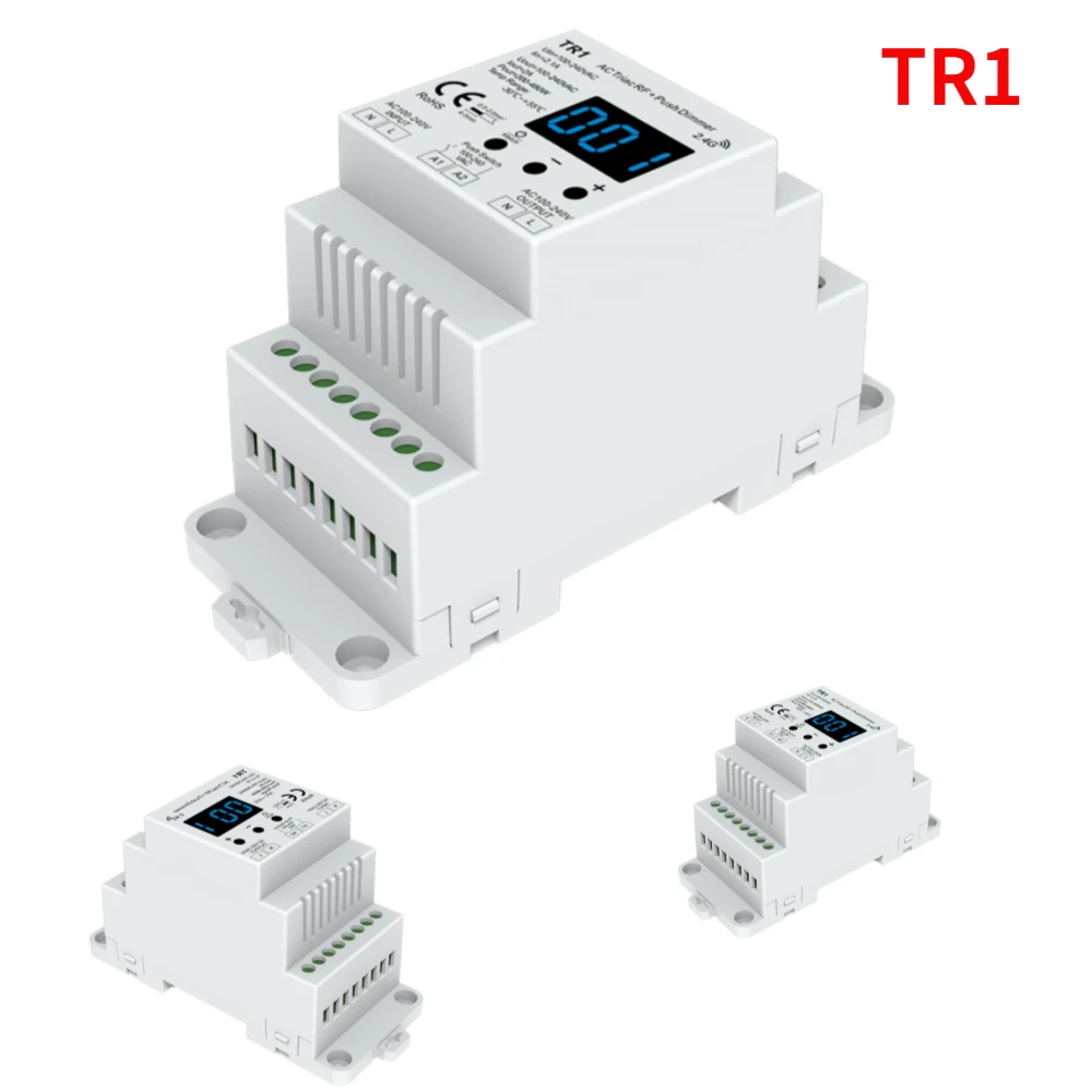 Skydance TR1 AC LED Triac RF + Push Dimmer високо напрежение 100-240VAC изход 1CH за затъмняване и превключване на едноцветни димируеми LED лампи