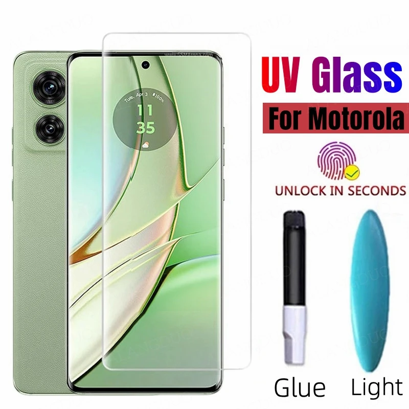 UV закалено стъкло за Motorola Edge 40 Pro пълно лепило екран протектор за Moto X40 X30 Pro Edge 40 стъкло